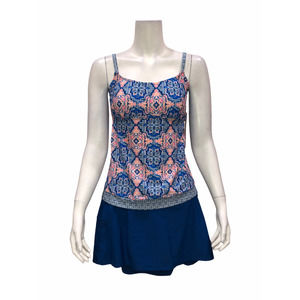 Ocean Dream Signature Women's Medallion Tankini Swimsuit Nautical Blue Size 6